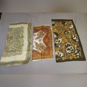 Vintage Scarf Lot Square Paisley Florals